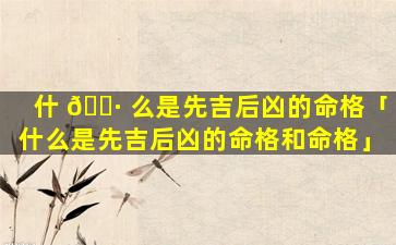 什 🌷 么是先吉后凶的命格「什么是先吉后凶的命格和命格」